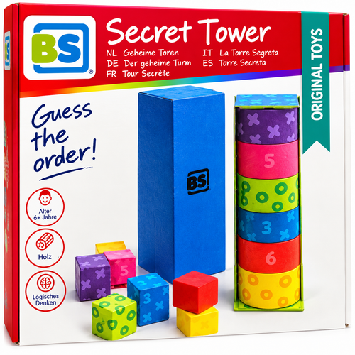 BS Toys Secret Tower – Der geheime Turm | Logik- & Geschicklichkeitsspiel aus Holz | Ab 6 Jahren
